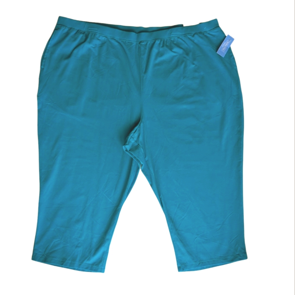 NWT Catherines Suprema Collection Capri Pants 3XWP Teal Pockets